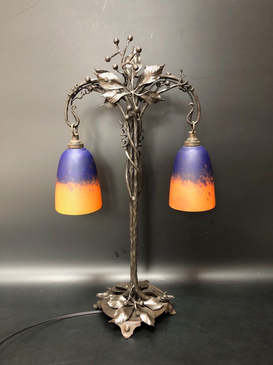 Schneider And Olié Double Art Nouveau Lamp