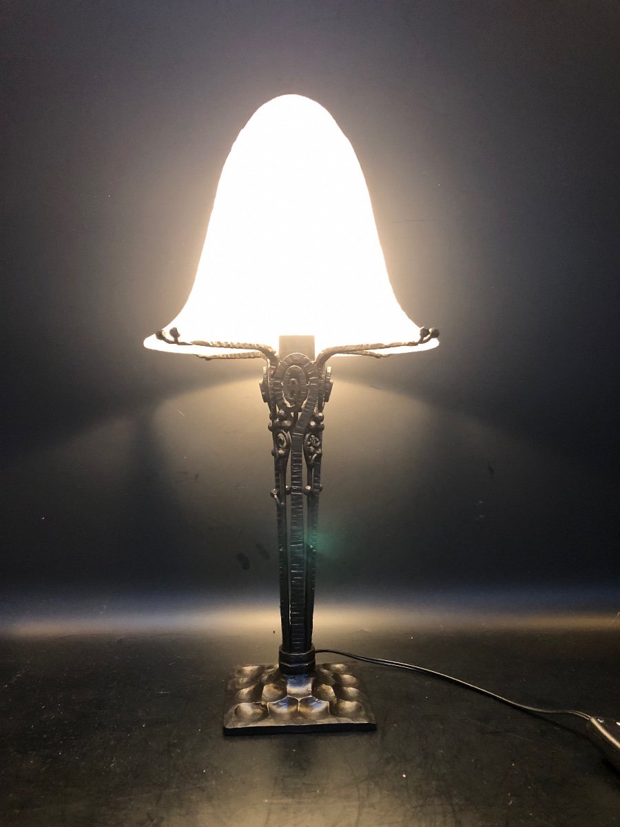 Paul Kiss And Jean Noverdy Art Deco Lamp-photo-4