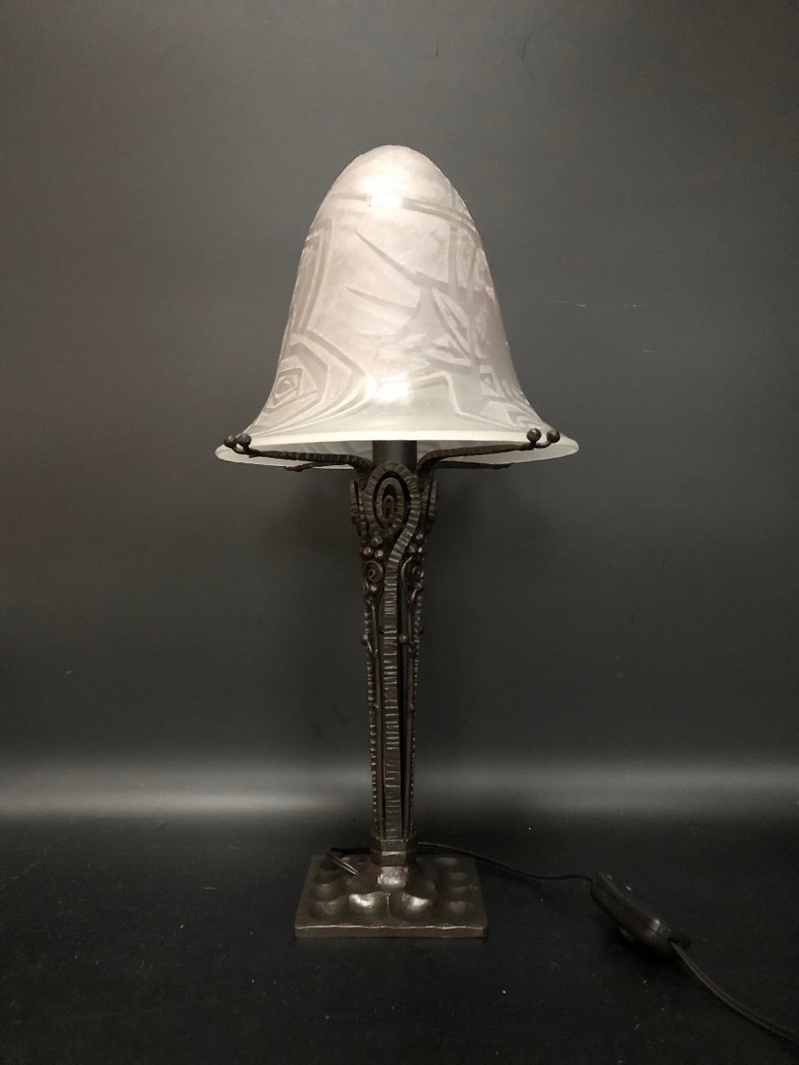 Paul Kiss And Jean Noverdy Art Deco Lamp-photo-6