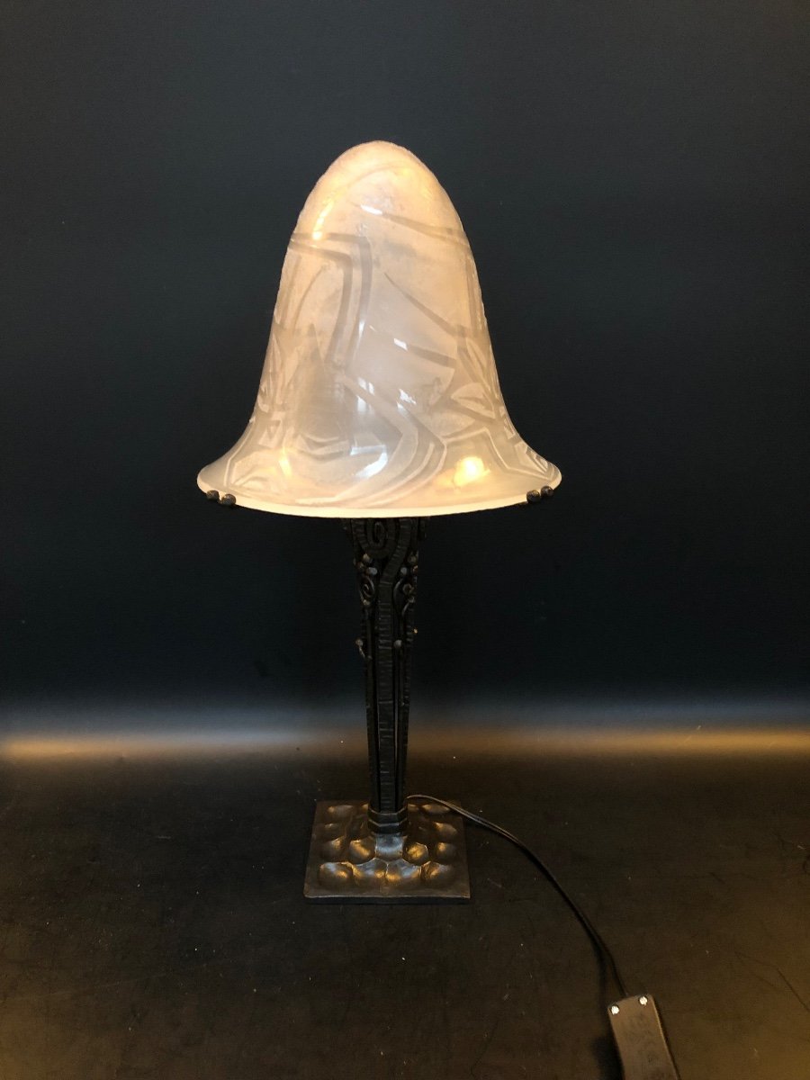 Paul Kiss And Jean Noverdy Art Deco Lamp-photo-7