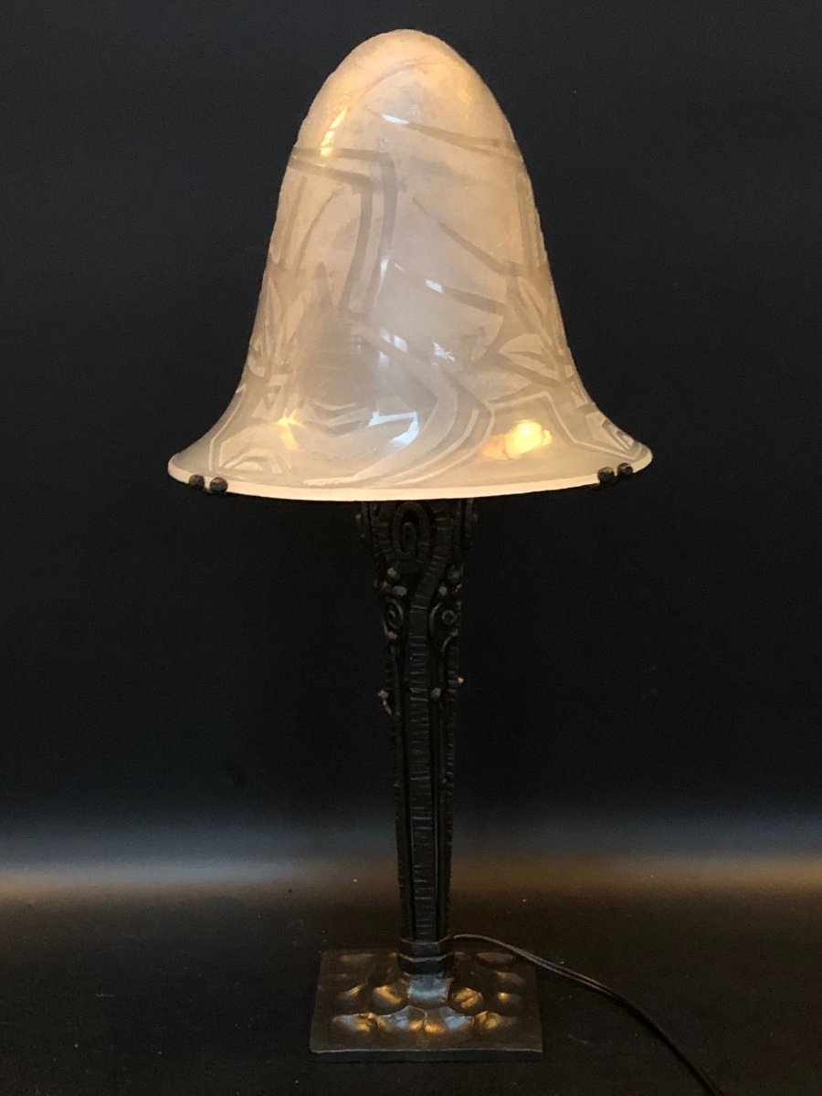 Paul Kiss And Jean Noverdy Art Deco Lamp-photo-8