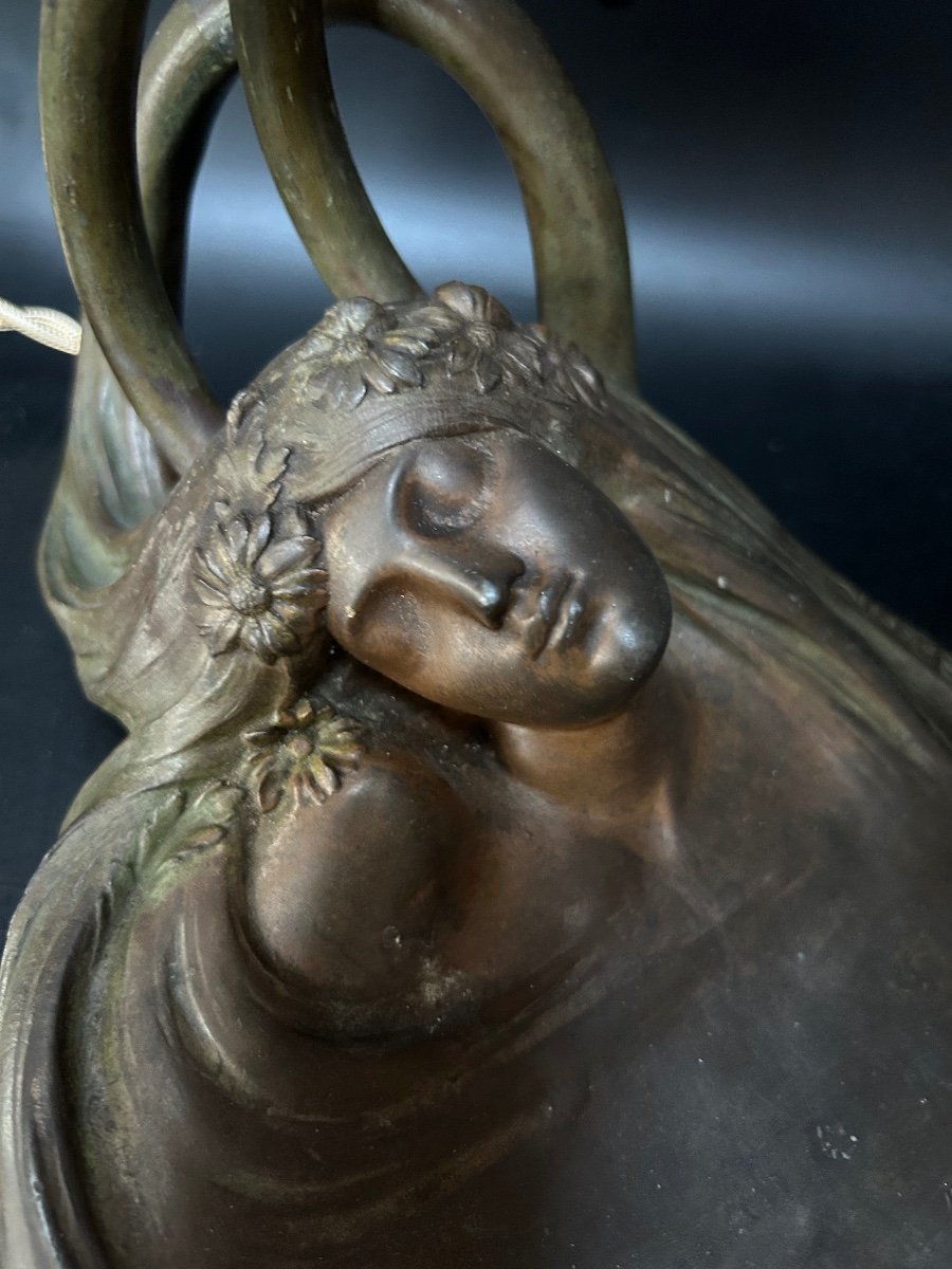 L.bessin And Daum Nancy Art Nouveau Symbolist Lamp-photo-6