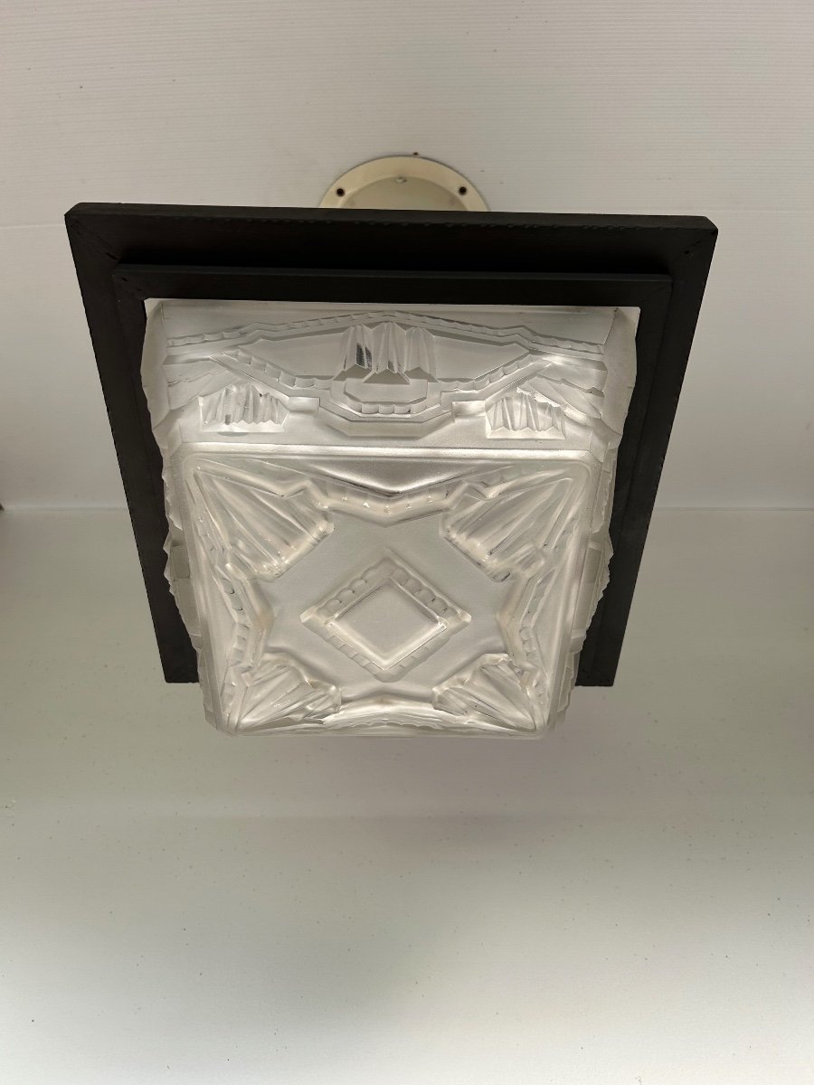 Art Deco Ceiling Lamp In Molded Glass -photo-2