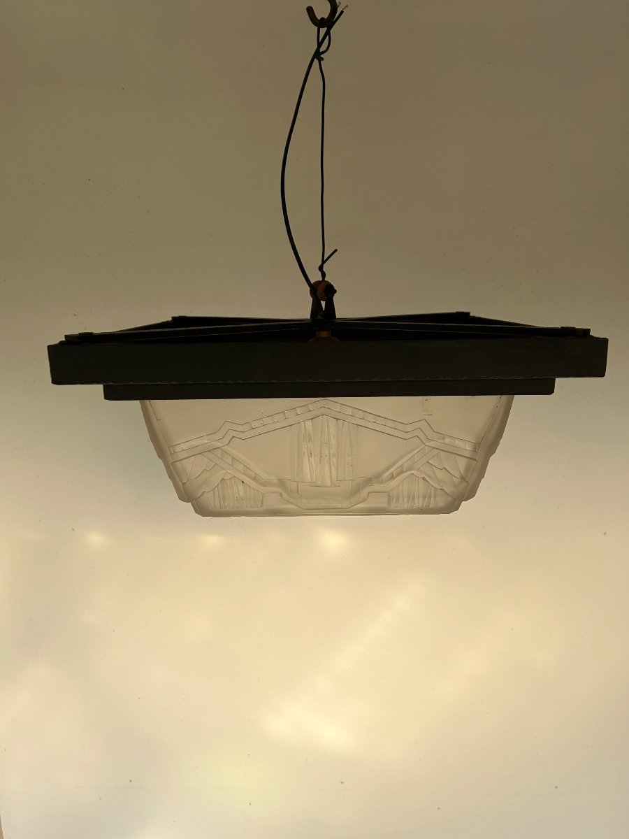 Art Deco Ceiling Lamp In Molded Glass -photo-4