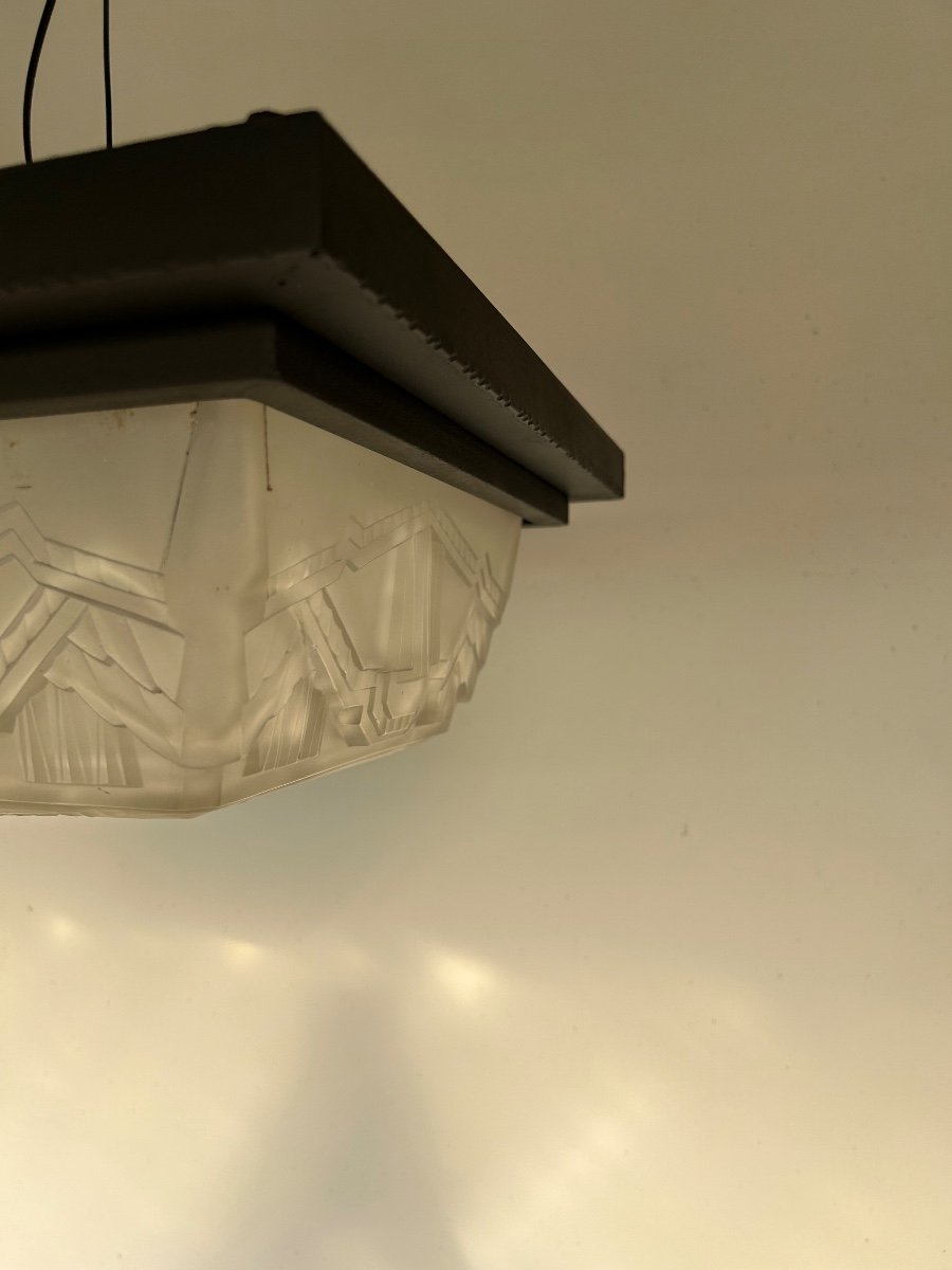 Art Deco Ceiling Lamp In Molded Glass -photo-1