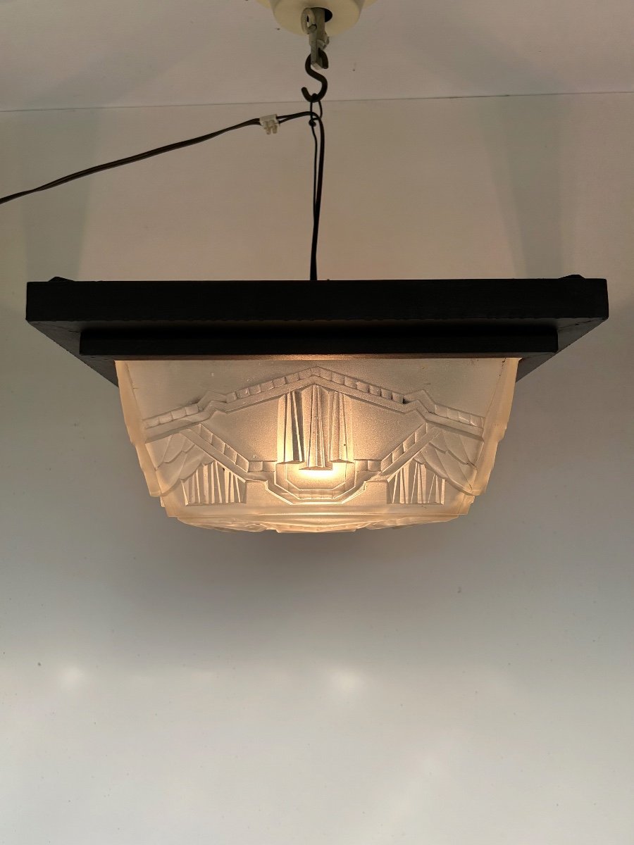Art Deco Ceiling Lamp In Molded Glass -photo-3
