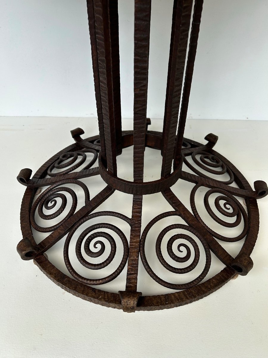 Art Deco Wrought Iron Pedestal Table Stamped Fag -photo-3