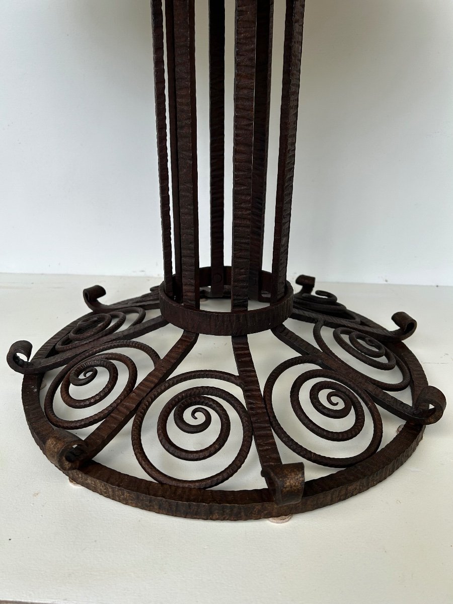 Art Deco Wrought Iron Pedestal Table Stamped Fag -photo-3