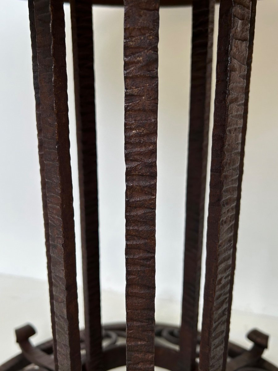Art Deco Wrought Iron Pedestal Table Stamped Fag -photo-5