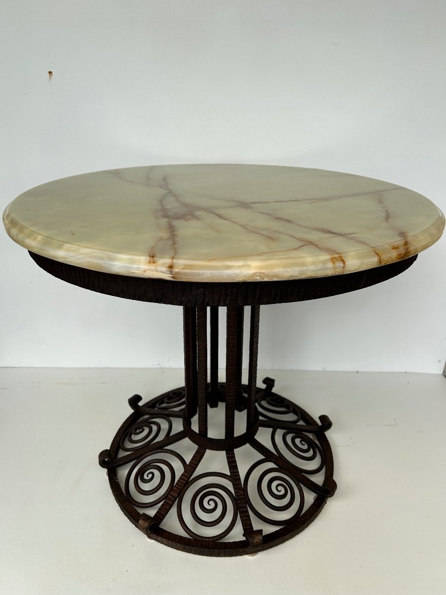 Art Deco Wrought Iron Pedestal Table Stamped Fag -photo-6