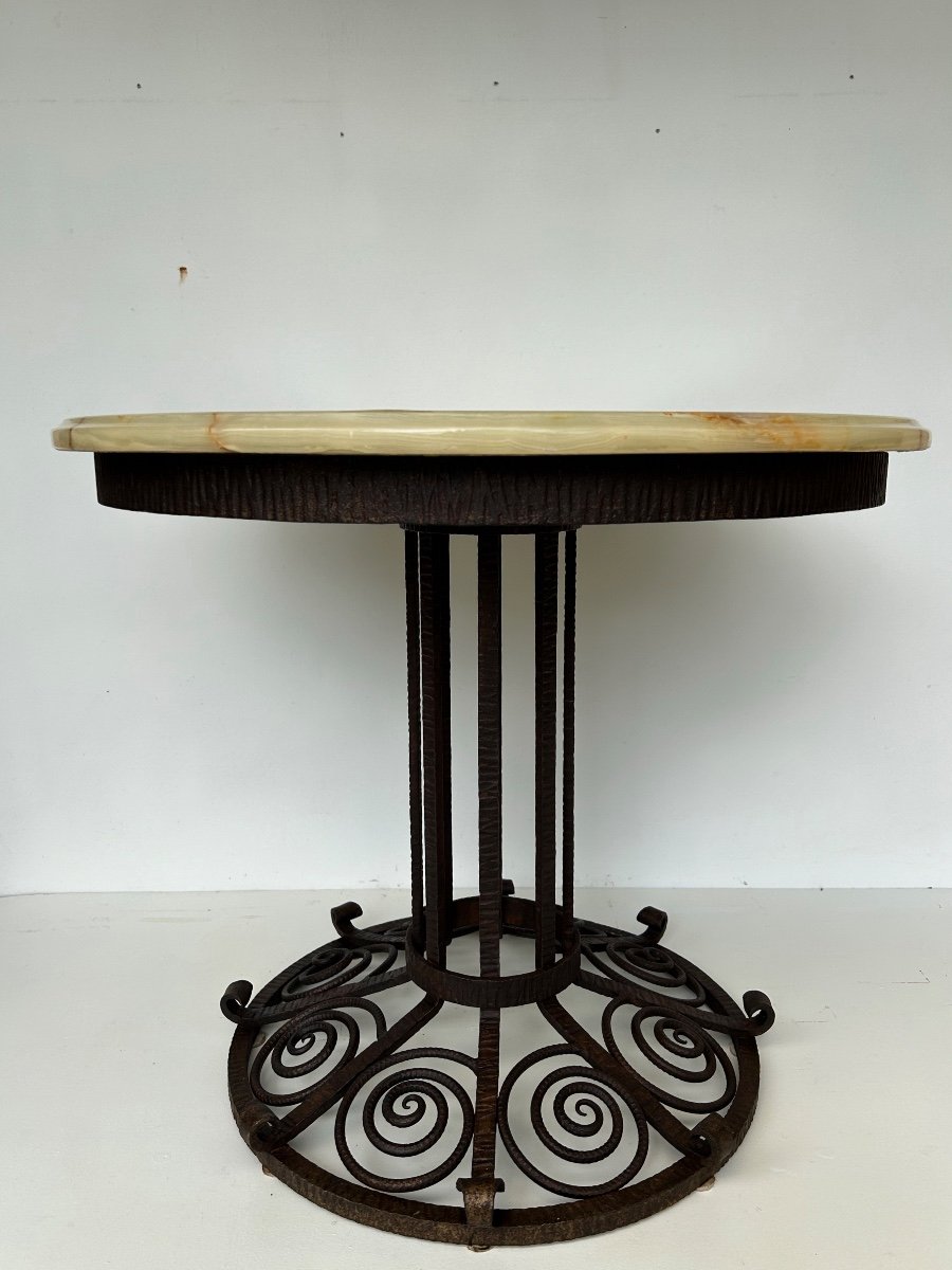 Art Deco Wrought Iron Pedestal Table Stamped Fag 