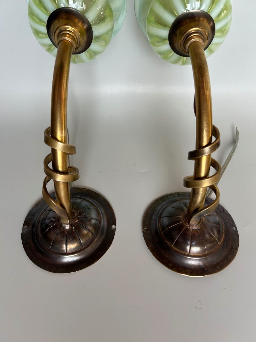 Pair Of Art Nouveau Sconces In The Taste Of Was Benson -photo-2