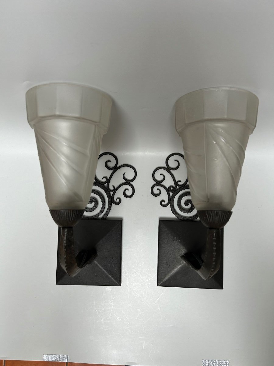 Noverdy Paire D’appliques Art Déco -photo-2