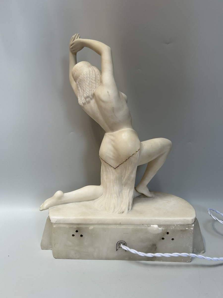 Sculpture art déco en albâtre signée E. Battiolia Firenze-photo-3