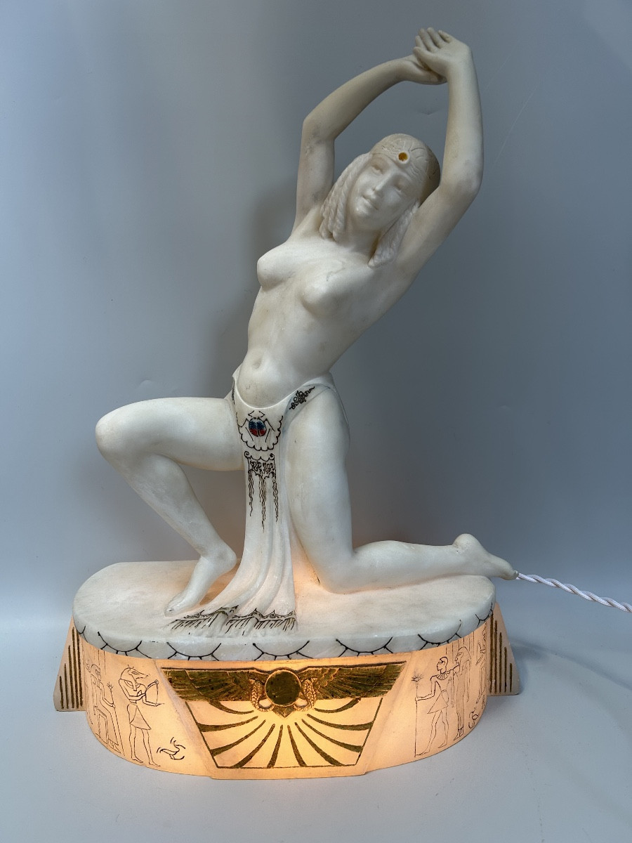 Sculpture art déco en albâtre signée E. Battiolia Firenze-photo-5