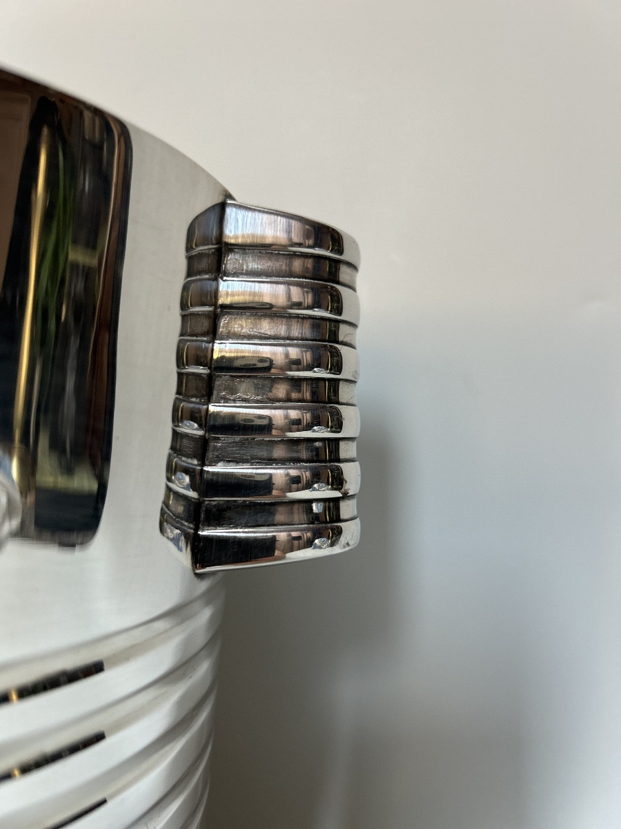 Christofle Champagne Bucket, Undulations Model By Luc Lanel-photo-3