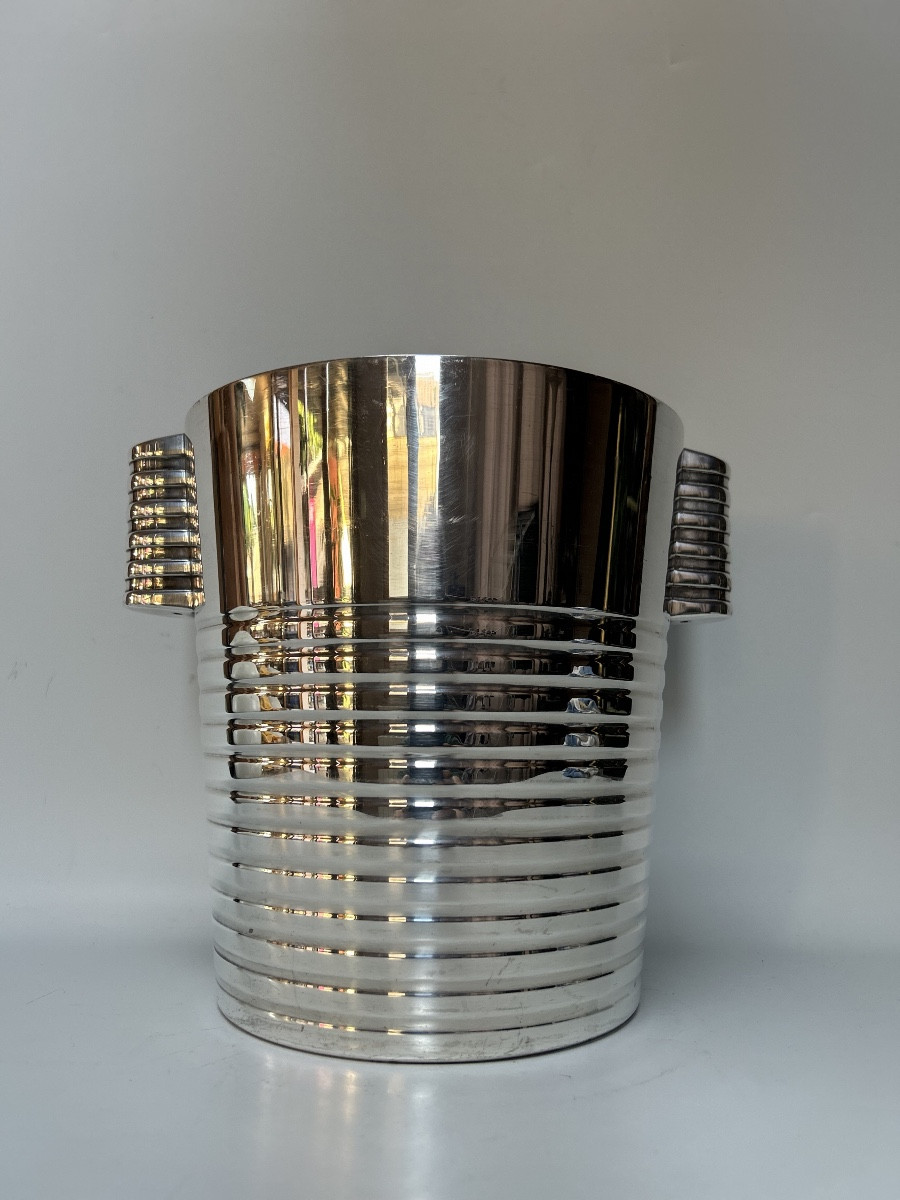Christofle Champagne Bucket, Undulations Model By Luc Lanel-photo-4