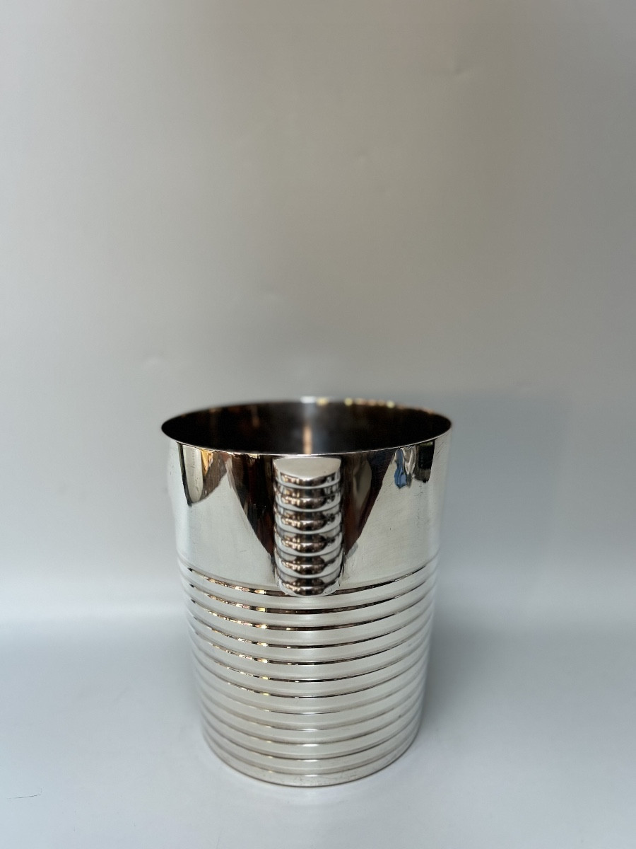 Christofle Champagne Bucket, Undulations Model By Luc Lanel-photo-1