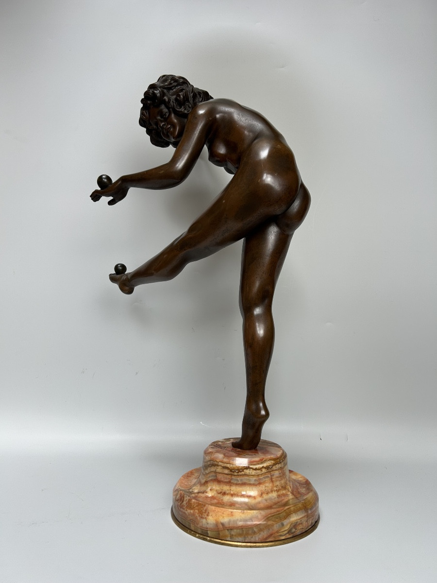 Claire Jeanne Colinet Art Deco Bronze “juggler”-photo-2