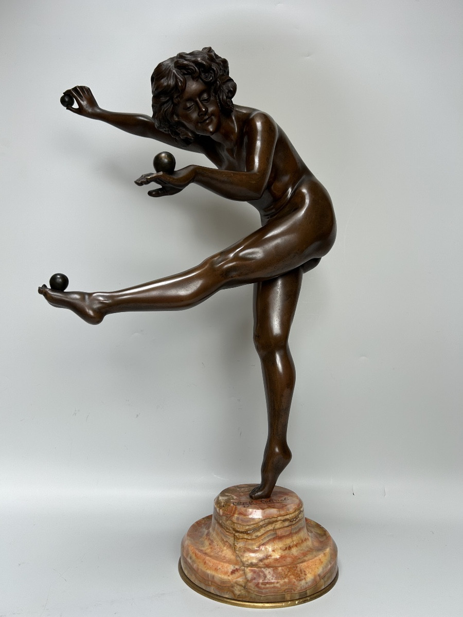 Claire Jeanne Colinet Art Deco Bronze “juggler”-photo-3