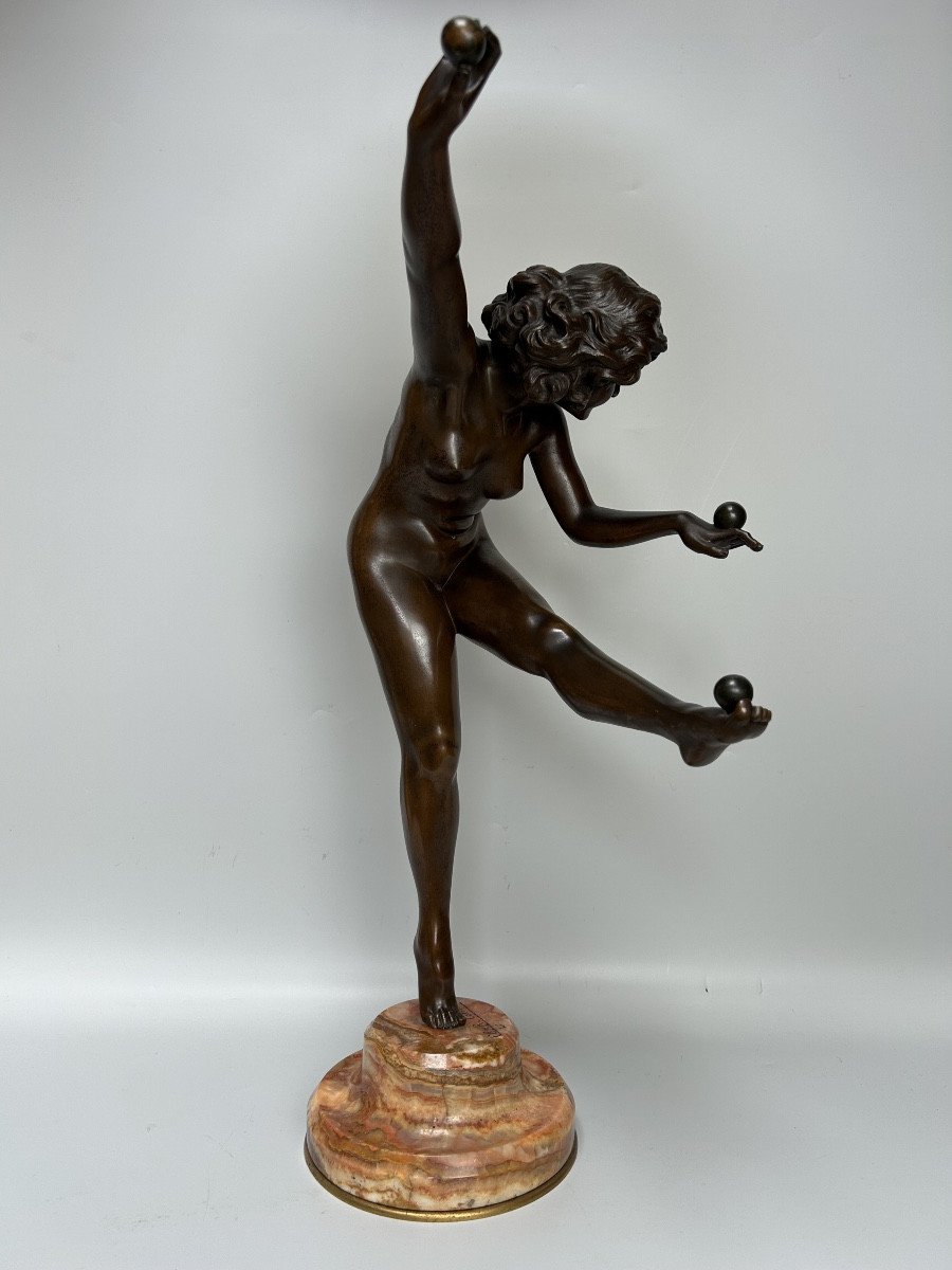 Claire Jeanne Colinet Art Deco Bronze “juggler”-photo-2