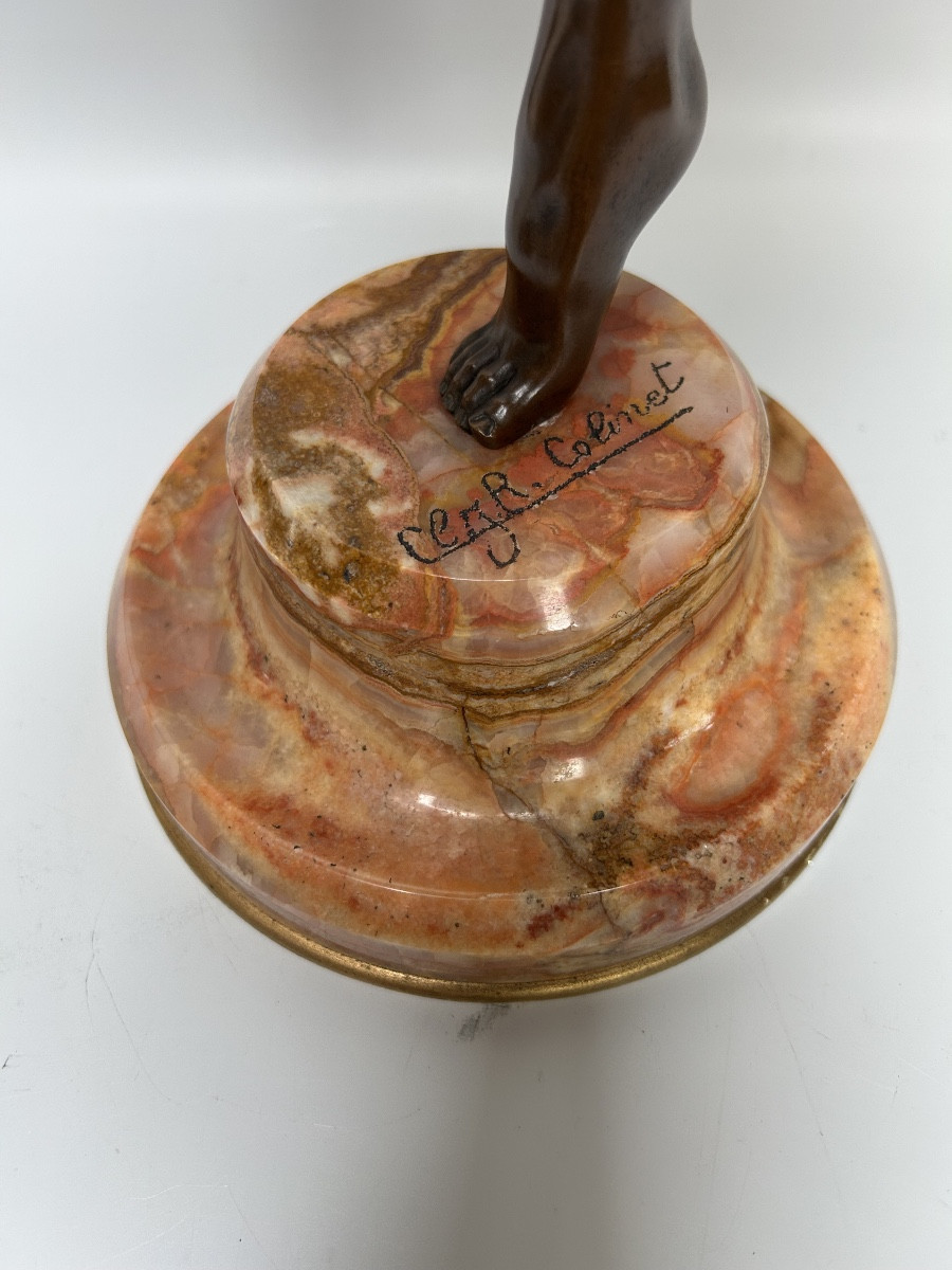 Claire Jeanne Colinet Art Deco Bronze “juggler”-photo-3