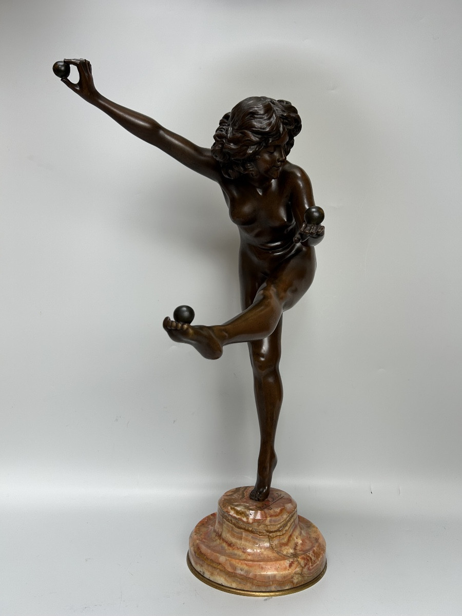 Claire Jeanne Colinet Art Deco Bronze “juggler”-photo-7