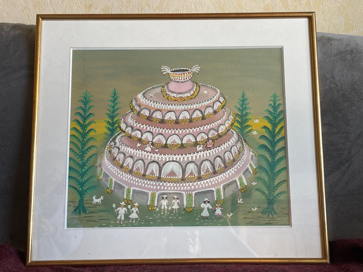 Simone Le Moigne Tableau Le Gâteau d'Anniversaire 1986-photo-6
