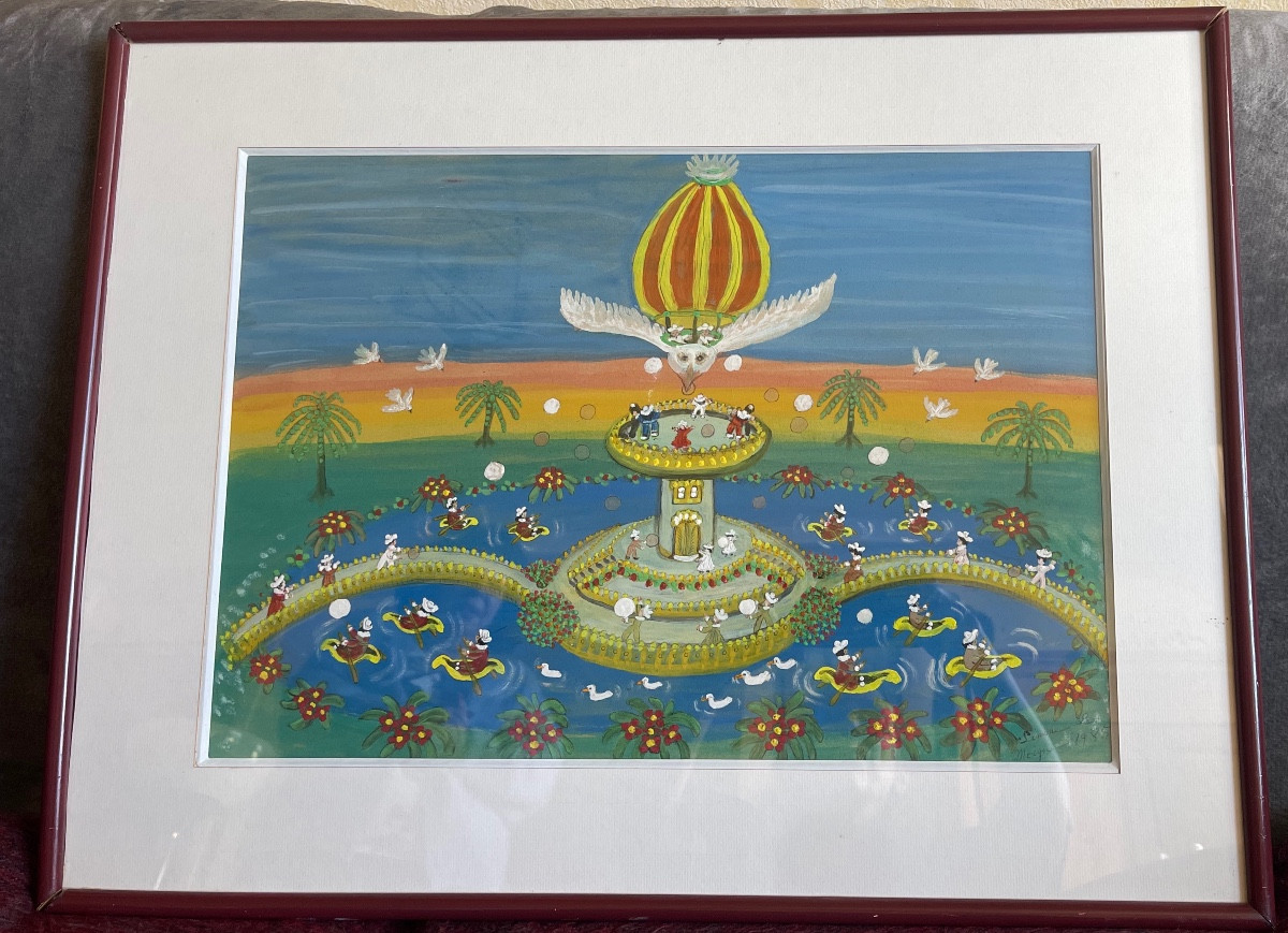 Simone Le Moigne Tableau" La Montgolfière" 1999