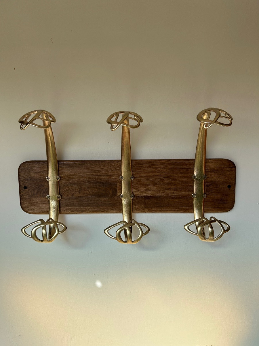 Set de 3 Patères Bronze Art Nouveau Attribué à Henry Van de Velde -photo-7