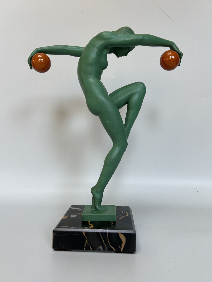 Max le Verrier sculpture art déco modèle danseuse aux boules-photo-2
