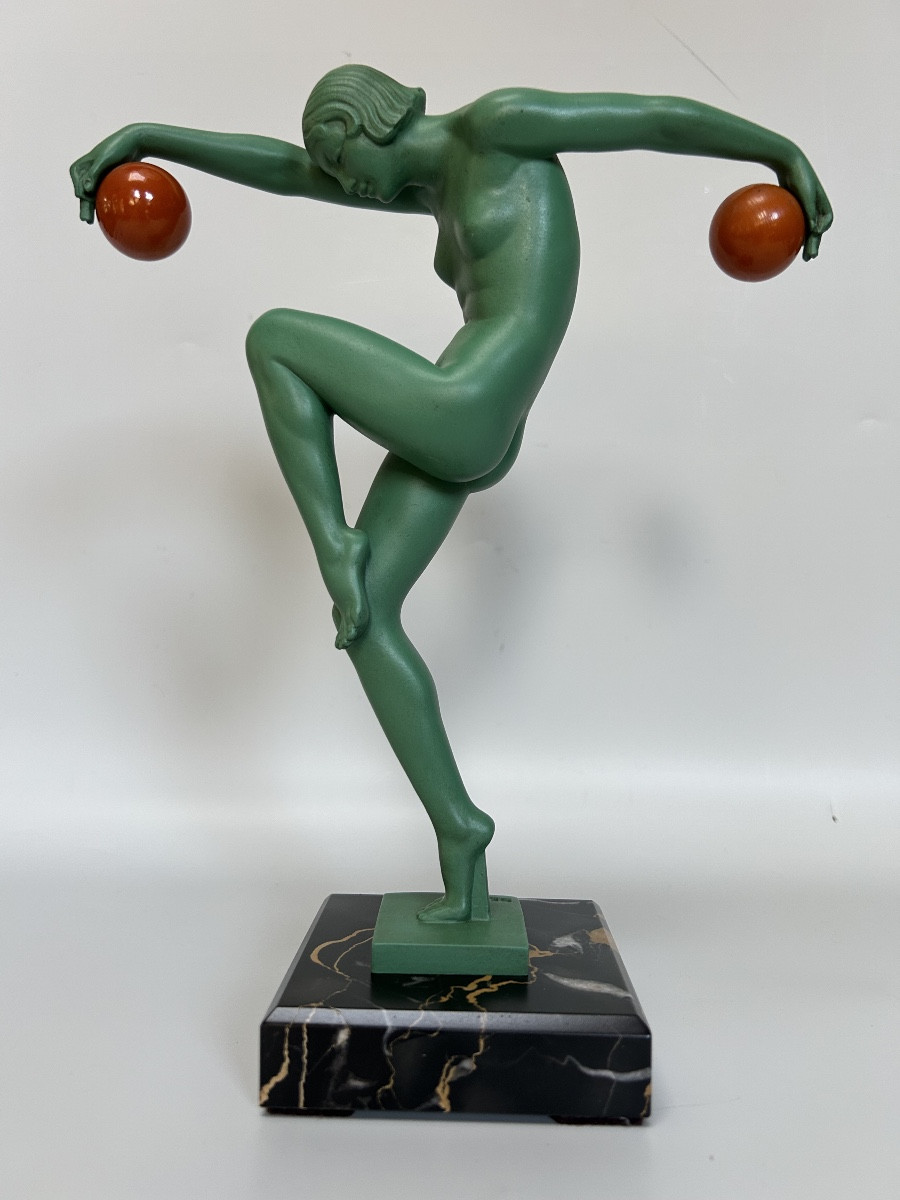 Max le Verrier sculpture art déco modèle danseuse aux boules