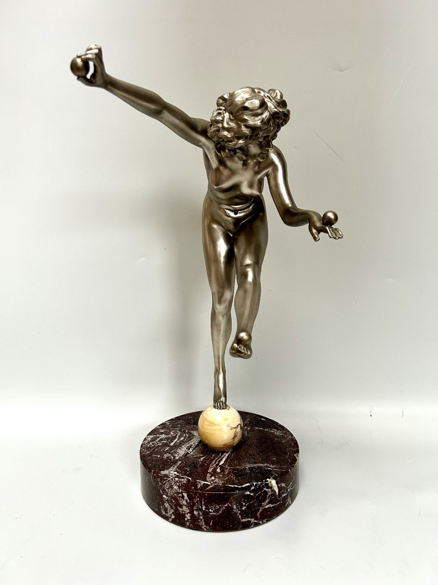 Claire Jeanne Roberte Colinet Bronze Art Deco Juggler -photo-3