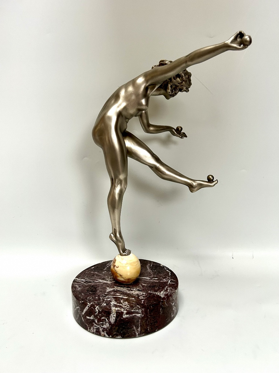 Claire Jeanne Roberte Colinet Bronze Art Deco Juggler -photo-4