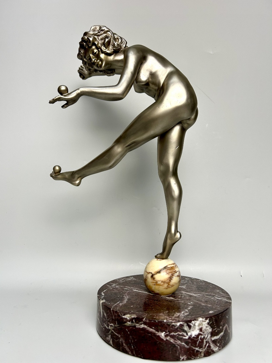 Claire Jeanne Roberte Colinet Bronze Art Deco Juggler -photo-3