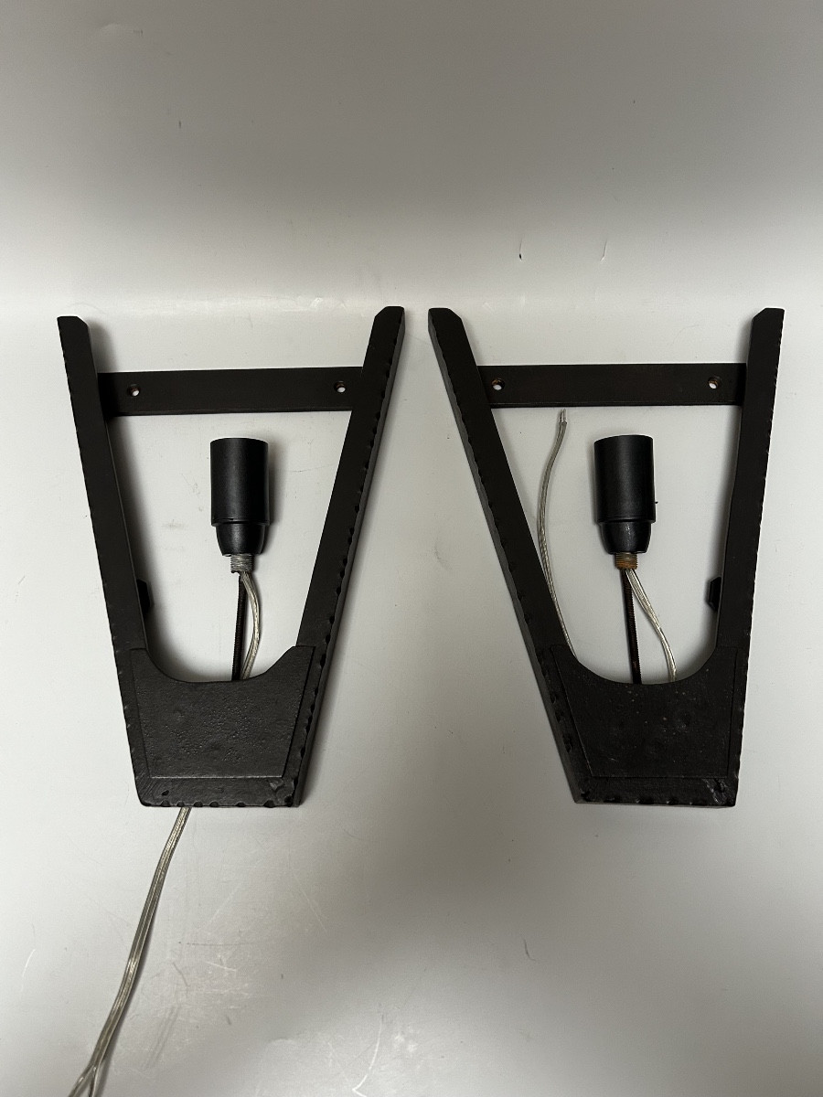 Pair Of Art Deco Wall Lights In The Style Of Sabino -photo-7