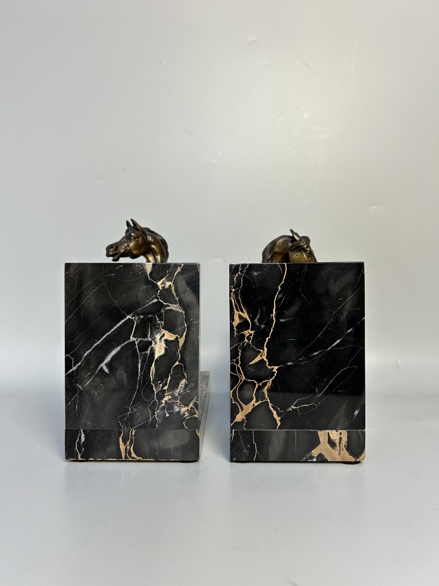 Paire de serre livres art déco signée M. Font-photo-3