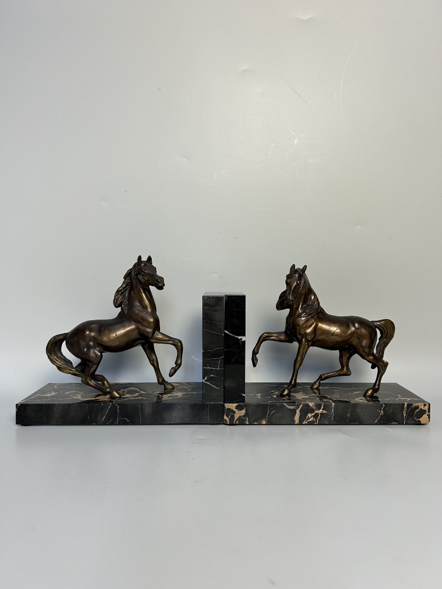 Paire de serre livres art déco signée M. Font-photo-4