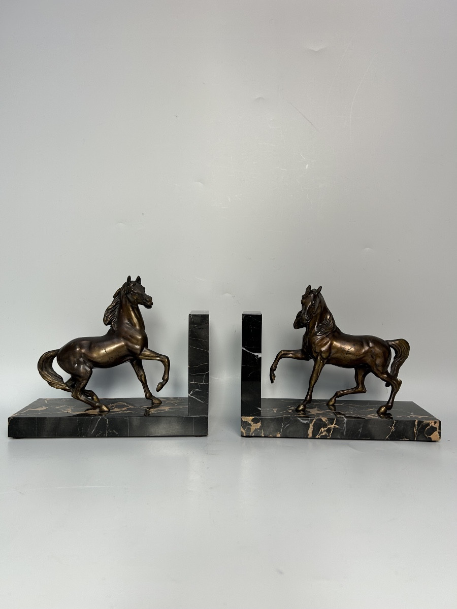 Paire de serre livres art déco signée M. Font