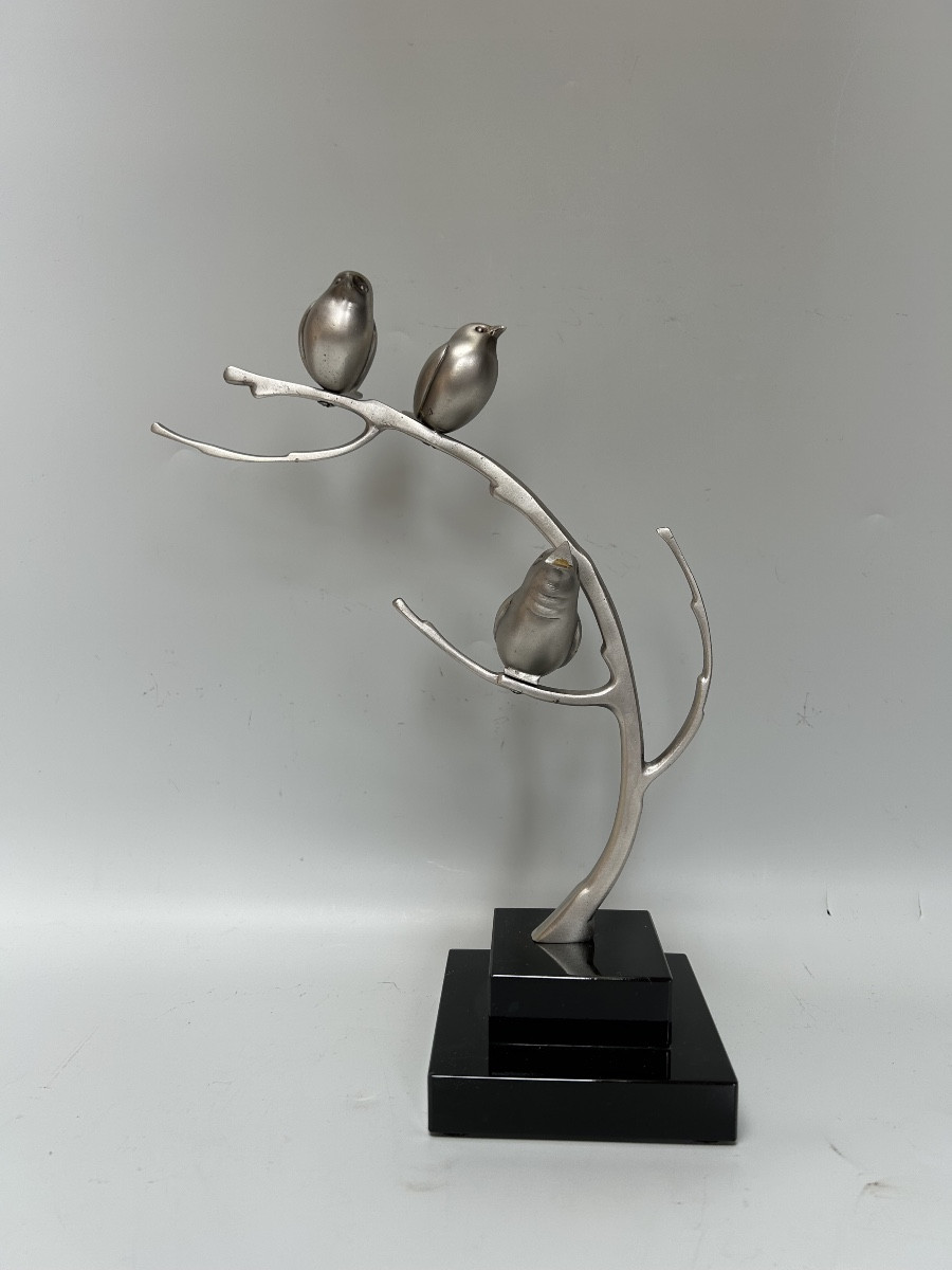 Art Deco Sculpture In Silver-plated Bronze-photo-3