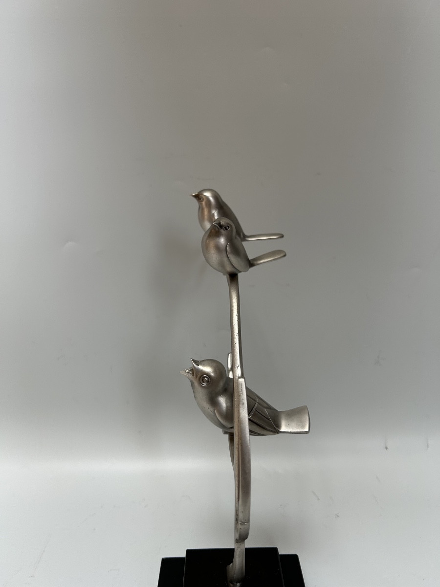 Art Deco Sculpture In Silver-plated Bronze-photo-4