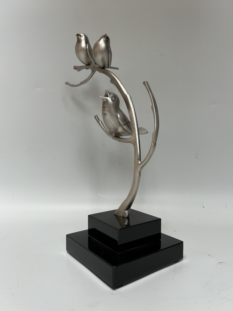 Art Deco Sculpture In Silver-plated Bronze-photo-2