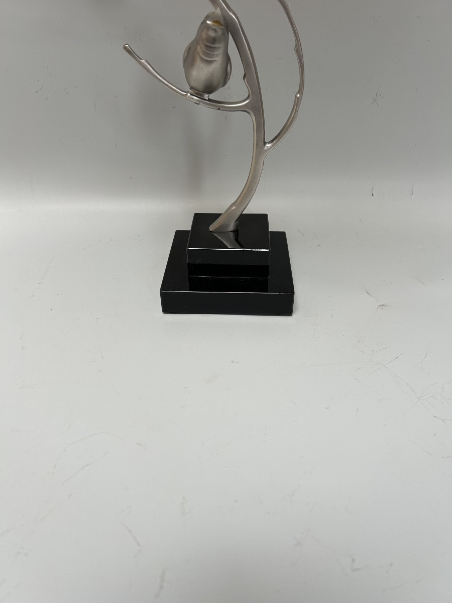 Art Deco Sculpture In Silver-plated Bronze-photo-3