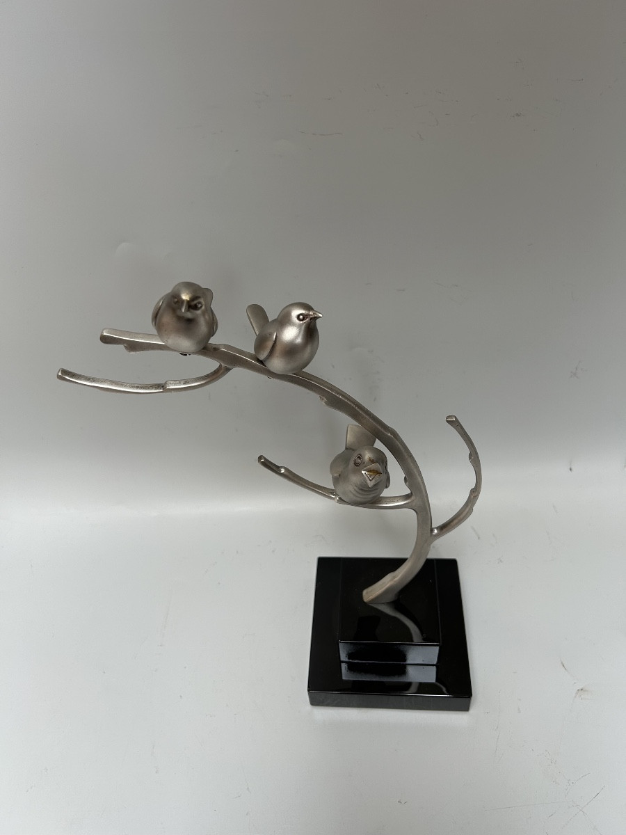 Art Deco Sculpture In Silver-plated Bronze-photo-4