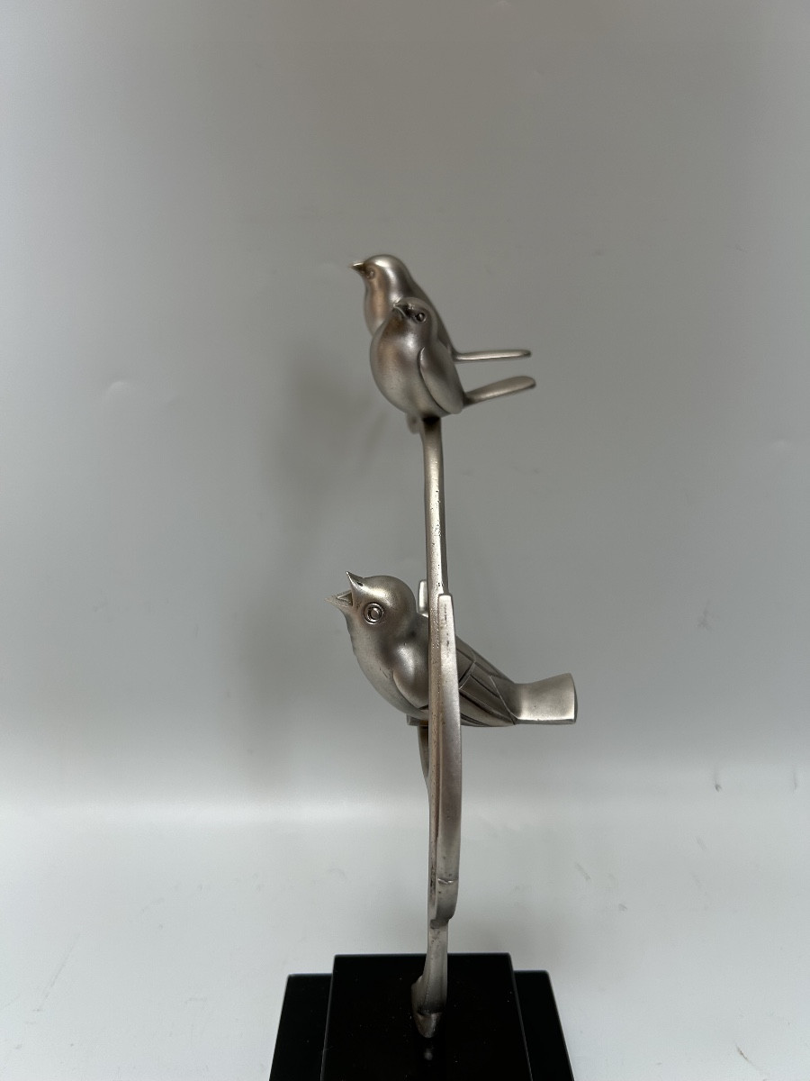 Art Deco Sculpture In Silver-plated Bronze-photo-5