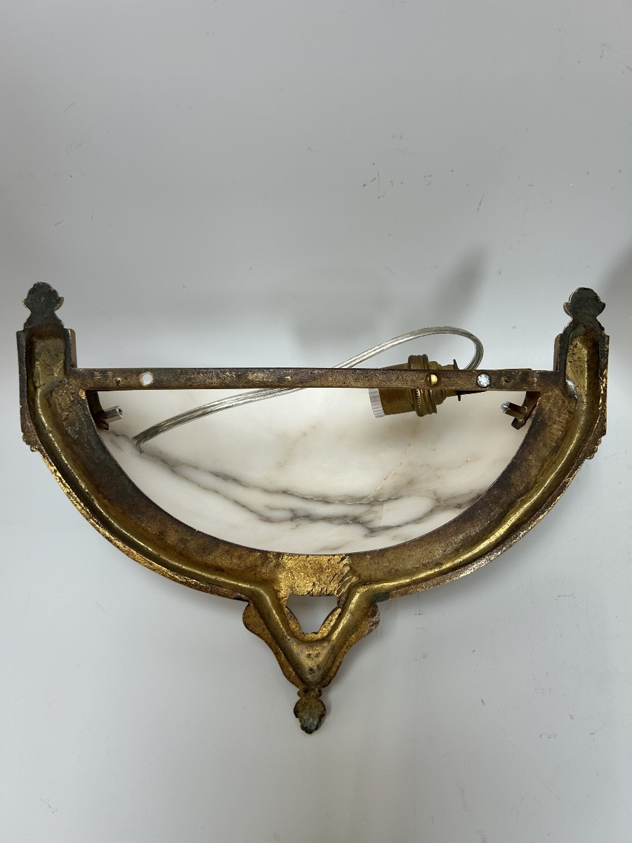 Pair Of Alabaster Art Deco Sconces-photo-3
