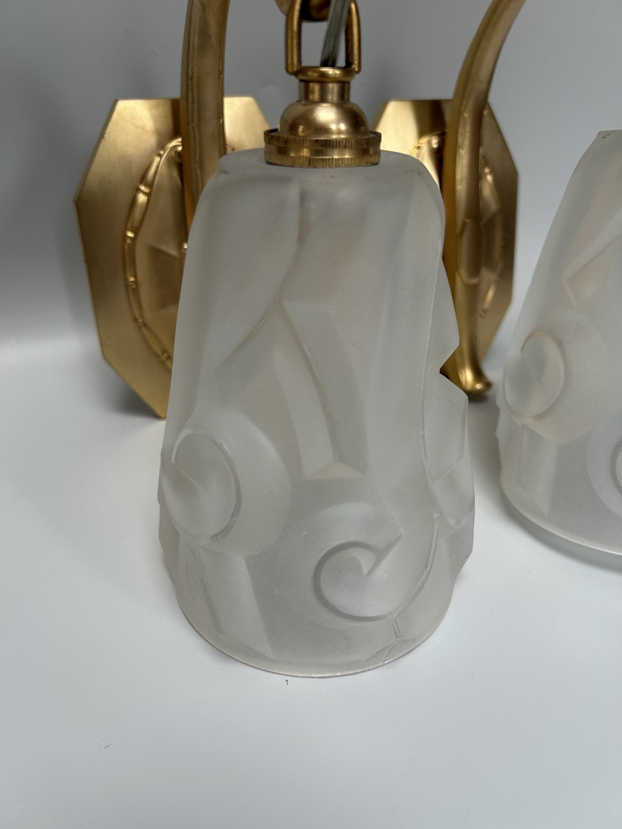 Pair Of Art Deco Sconces By Degué-photo-2