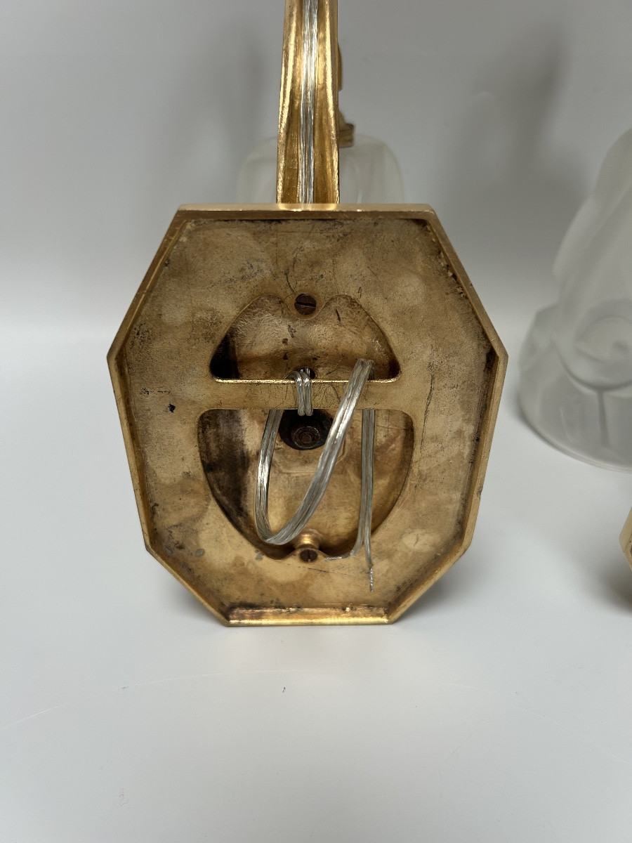 Pair Of Art Deco Sconces By Degué-photo-3