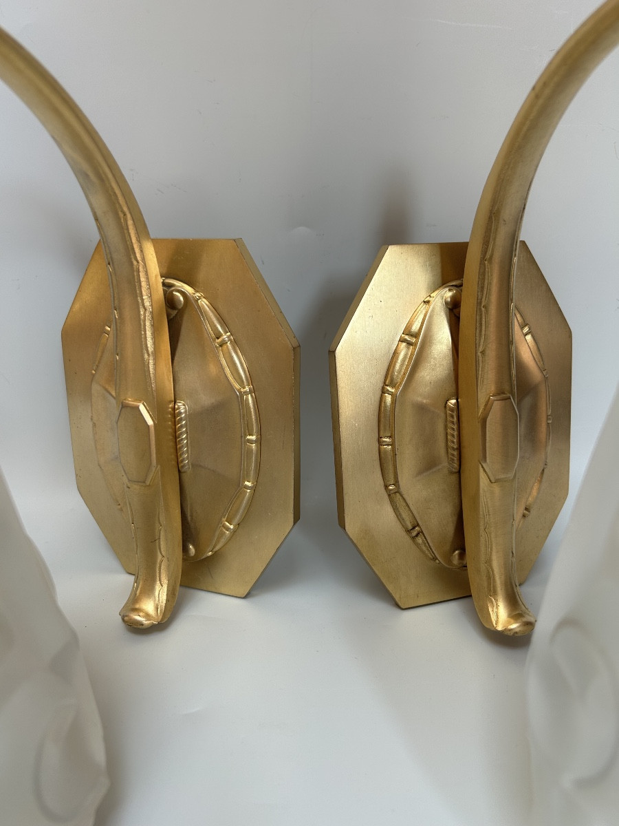 Pair Of Art Deco Sconces By Degué-photo-4