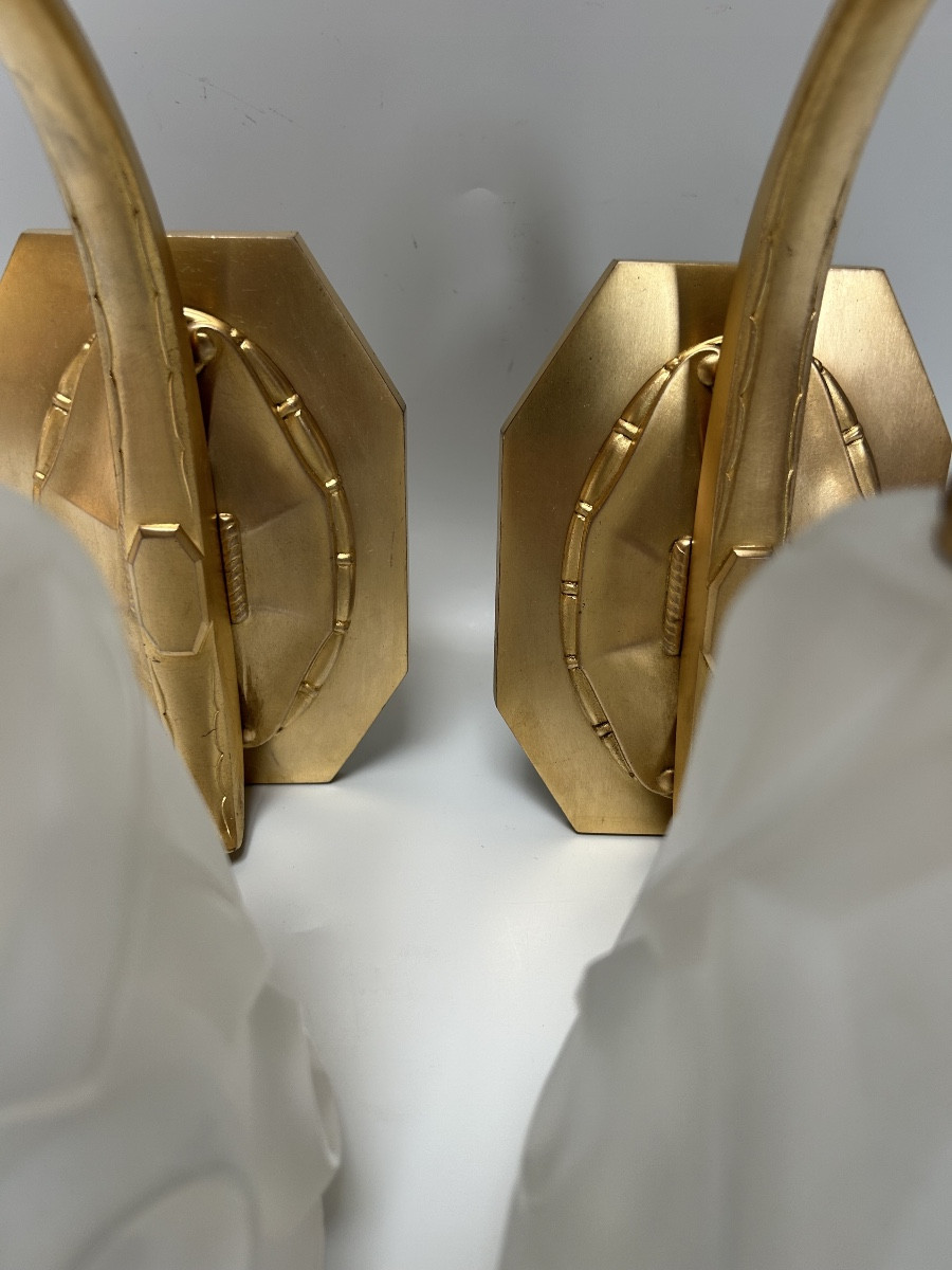 Pair Of Art Deco Sconces By Degué-photo-2